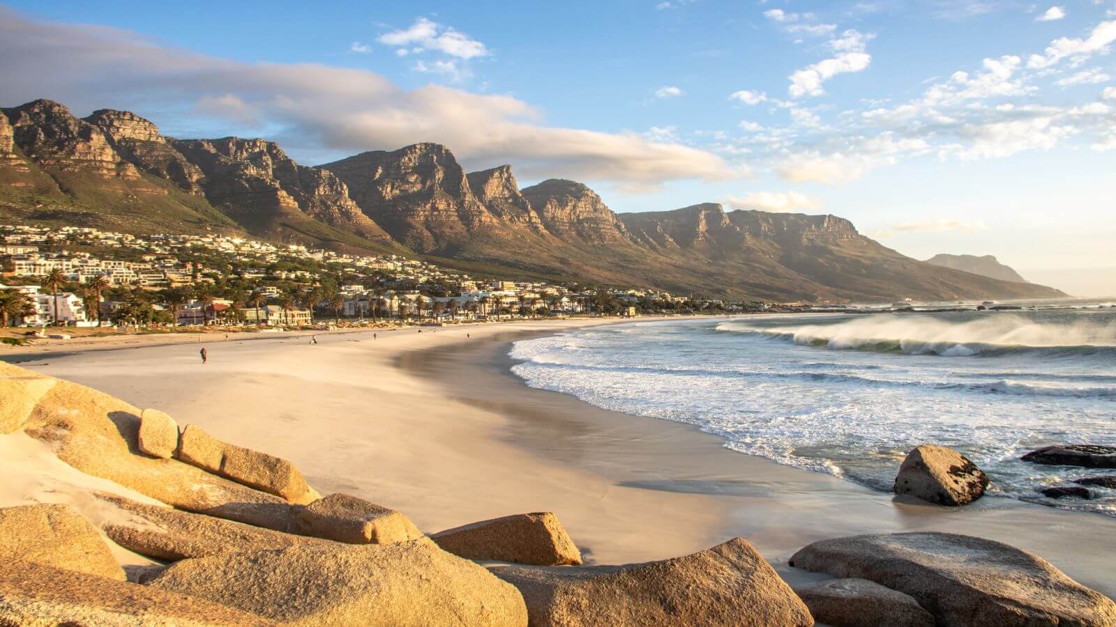 Camps Bay beach and the Twelve Apostles mountain range